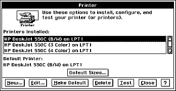 Printer dialog box